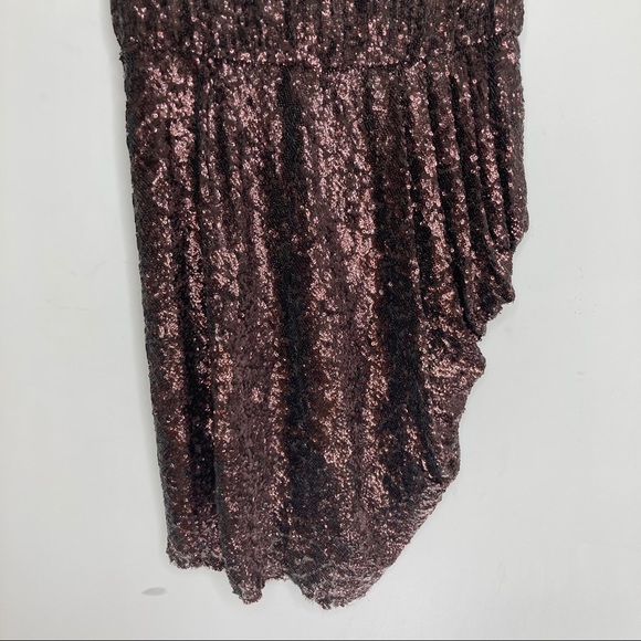 Alice + Olivia Valerie asymmetrical brown sequin dress size 2 - Picture 5 of 10